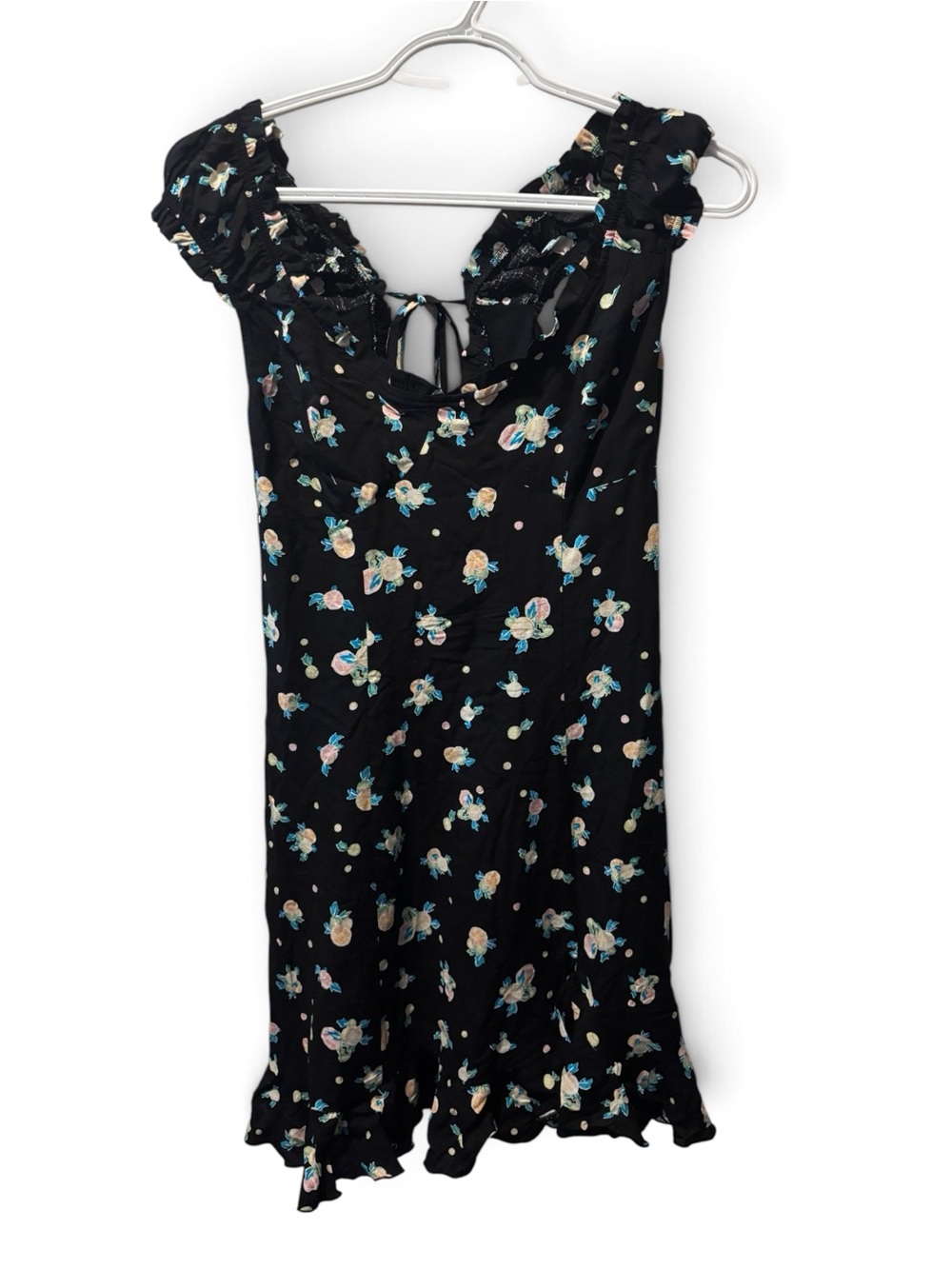 Free People Like a Lady Lemon Citrus Print Dress Black Size S